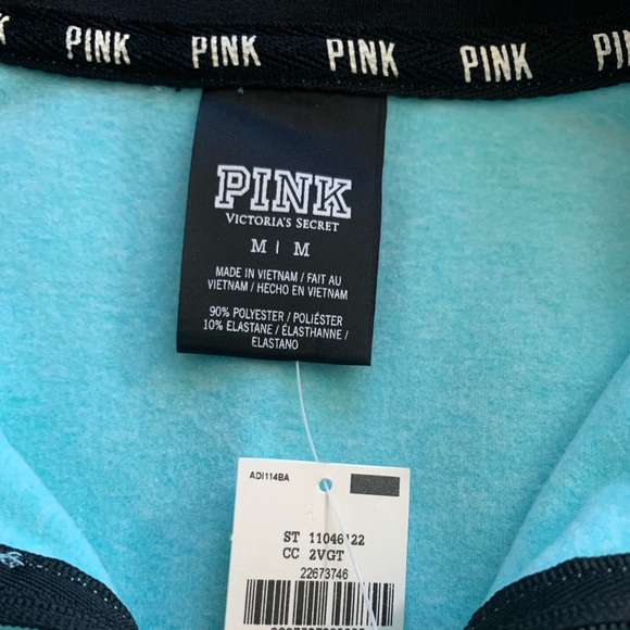 VS Pink 1/4 zip pullover. Size M. Fleece inside. NWT - Picture 2 of 5